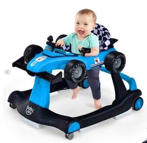 lot 224 image: Costway 4-in-1 Baby Walker Foldable Activity Push Walker Adjustable Blue
