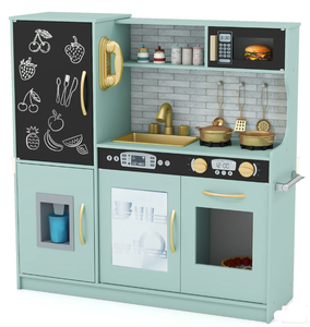 lot 235 image: HONEY JOY Pretend Play Kitchen, Toddler Kitchen Playset wBlackboard, Phone, Microwave, Ice Maker, Dishwasher & Oven