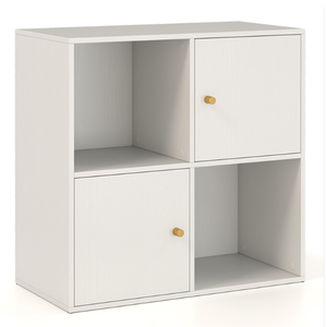 lot 238 image: Costway 4-Cube Bookcase 3-Tier Bookshelf with Dual Anti-Tipping Kits and 2 Cabinets