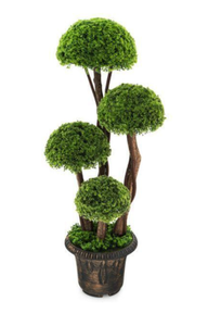lot 239 image: Costway HZ10120 3 ft. Decorative Artificial Cedar Topiary Tree with Rattan Trunk