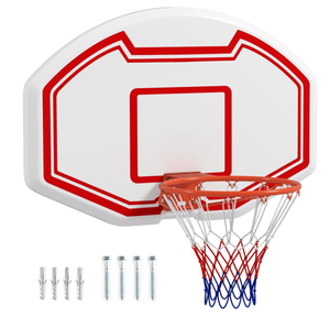 lot 244 image: GYMAX Wall Mounted Basketball Hoop, 36 x 24 Shatterproof Backboard and 18 Inch Rim, Mini Basketball Hoop Indoor Outdoor for Home Door Youth Adults