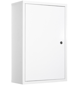 lot 170 image: Kleankin Steel Wall Mount Medicine Cabinet 3 Tier Emergency Box for Bathroom Kitchen, Lockable with 2 Keys - White (Minor Transit Damage)