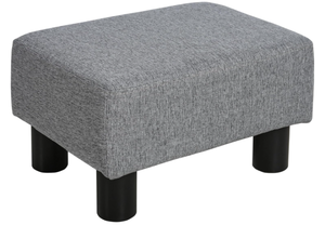 lot 172 image: HOMCOM Ottoman Foot Rest, Small Foot Stool with Linen Fabric Upholstery and Plastic Legs, Cube Ottoman for Living Room, Gray