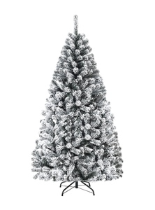 lot 197 image: Costway 6ft Snow Flocked Hinged Artificial Christmas Tree Unlit Metal