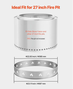 lot 109 image: VEVOR Fire Pit Stand for Solo Stove Bonfire,27 Inch Smokeless Fire Pit Ring,Stainless Steel Fireplace Stove Ranger Support Frame Accessory, Portable Outdoor Camping Holder Tools for Fireplace