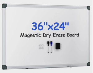 lot 114 image: Steelite Magnetic Dry Erase Board 36 x 24 Inch Whiteboard Office Marker Board (USED)