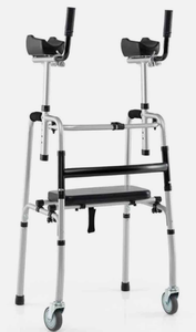 lot 135 image: Costway Versatile Rolling Walker for Rehabilitation Training-Silver
