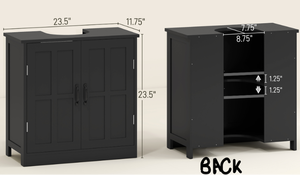 lot 139 image: kleankin Bathroom Sink Cabinet, Pedestal Sink Cabinet with Adjustable Shelf, Black