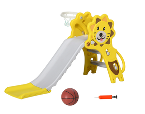 lot 148 image: Qaba 3 in 1 Toddler Slide for Indoors with Basketball Hoop, Climber for 18-36 Months