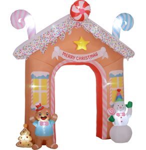 lot 311 image: Outsunny 10FT Giant Inflatable Candy House Archway, Christmas Blow Up Arch with LED Lights for Indoor, Outdoor, Yard