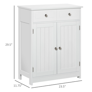 lot 323 image: Kleankin Freestanding Bathroom Floor Cabinet, Wooden Bathroom Cabinet with 2 Doors, 2 Drawers and Adjustable Shelf, White