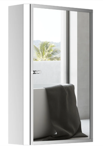 lot 324 image: HOMCOM Bathroom Mirrored Cabinet, Vertical 16 x 24 Stainless Steel Frame Medicine Cabinet, Wall-Mounted Storage Organizer with Single Door