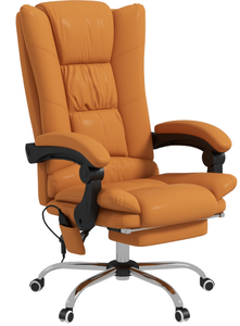lot 327 image: Vinsetto PU Leather Executive Massage Office Chair with 4 Vibration, Reclining w Adjustable Height, Swivel Wheels, Light Brown (USED, Maybe Missing Hardware)