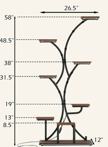 lot 334 image: Costway Indoor Plant Stand with Grow Lights 58 Tall 8-Tier Corner Metal Plant Shelf