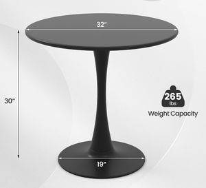 lot 336 image: ERGOMASTER 32 Inches Black Round Dining Table, Modern Tulip Kitchen Table for 2 to 4 Person, Metal Round Pedestal Table for Apartment, Small Space, Cafe