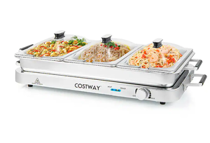 lot 337 image: Costway - Food Warmer Buffet Server 450W Electric Warming Tray for Parties - Silver