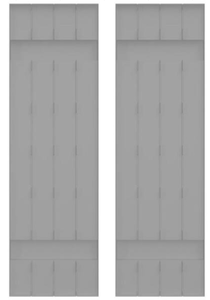 lot 349 image: Builders Edge 14 in. W x 43 in. H Vinyl Exterior Joined Board and Batten Shutters Pair in Paintable