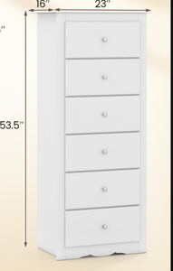 lot 353 image: Costway 6 Drawers Chest Dresser Clothes Storage for Bedroom Furniture Cabinet