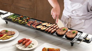 lot 354 image: DORTALA 35 Electric Griddle, Portable Teppanyaki Grill for 8-10 Person with Thermostat Control, Insulated Handles & Drip Tray, Adjustable Indoor Outdoor BBQ Grill for Party, Camping & RV