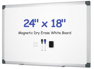 lot 358 image: Magnetic White Board for Wall, 24 x 18 Dry Erase Board Kit with 2 Magnetic Dry Erase Markers, 4 Magnets, Eraser, Pen Tray and