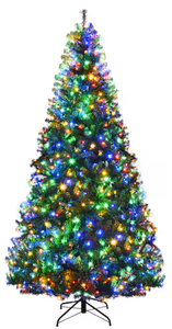 lot 374 image: Costway 9-ft Pre-lit Artificial Christmas Tree with Multicolor LED Lights
