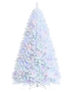 lot 378 image: Costway 8-ft White Artificial Christmas Tree