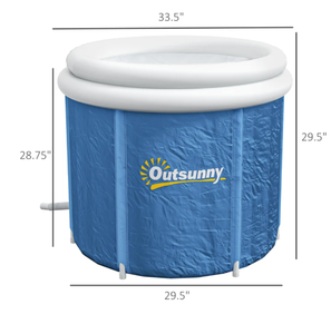 lot 385 image: Outsunny Cold Plunge Tub, Portable Ice Bath Cold Water Therapy Tub with Thermo Lid, for Athletes Recovery, Dark Blue