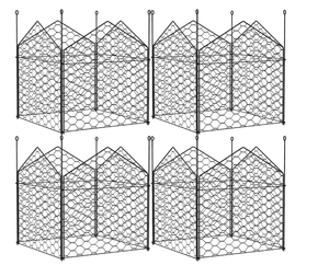 lot 387 image: Outsunny 4 Pack Garden Cloches for Plants, 12 x 14 Metal Crop Cage Set, Plant Cages to Keep Animals Out, Black
