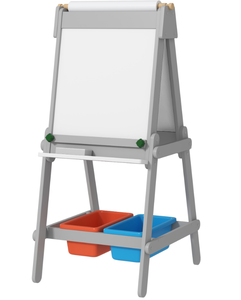lot 480 image: Qaba Easel for Kids, Art Easel w Paper Roll, Double Sided Whiteboard & Chalkboard with 2 Storage Boxes