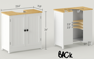 lot 485 image: kleankin Bathroom Vanities Under Sink Storage Cabinet Cupboard with 2 Doors, 23.5 x 11.75 x 24, White