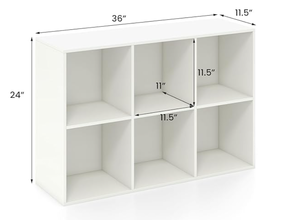 lot 495 image: Silkydry 6 Cube Bookcase, 2-Tier White Bookshelf with Anti-Tipping Kits, Wooden Horizontal & Vertical Book Display Shelf, Low Bookshelf Under Window, Cube Storage Organizer for Classroom Home Office