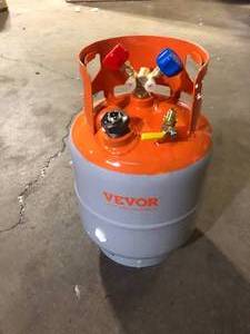 lot 48 image: SKYSHALO 30 lb. Capacity Refrigerant Recovery Tank with Float Switch, 14 to 12 Adaptor, Prevents Overflow, for All Refrigerants  Customer Returns See Pictures