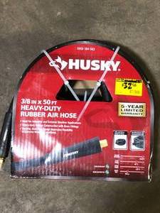 lot 57 image: Husky 38 in. x 50 ft. Heavy-Duty Rubber Hose   Customer Returns See Pictures