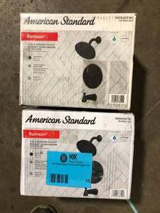 lot 15 image: Lot of 2 American Standard Rumson Single-Handle 1-Spray Tub and Shower Faucet with 1.8 GPM in Matte Black (Valve Included) customer return see pictures