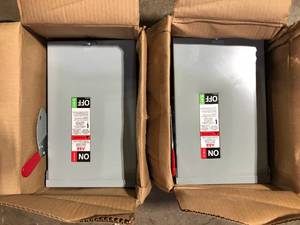lot 19 image: Lot of 2 ABB 60 Amp 240-Volt Fusible Outdoor General-Duty Safety Switch (TG3222R) customer Return see pictures