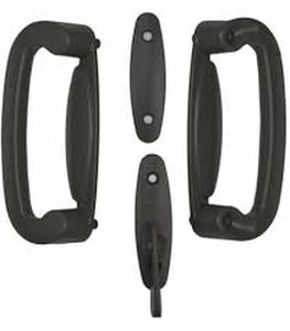 lot 29 image: Andersen Albany 2-Panel Gliding Patio Door Hardware Set in Black  Customer Returns See Pictures