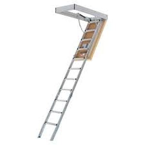 Louisville Ladder Energy Efficient 7 ft. 8 in. to 10 ft. 3 in., 25.5 in. x 54 in. Insulated Aluminum Attic Ladder, 375 lbs. Load Capacity Customer Returns See Pictures