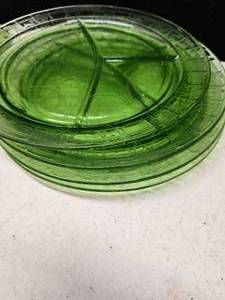 Uranium Dinner plates Dancing girl Set of 4 and 2 small uranium plates