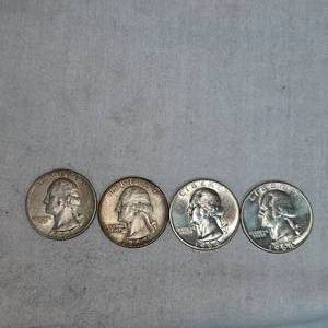 lot 55 image: Lot of 4 Washington Silver, 25c