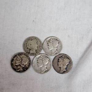 lot 77 image: Mercury Silver Dimes, 10c (3)
