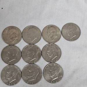 lot 80 image: Assortment of Ike Silver Dollars, Early 70s