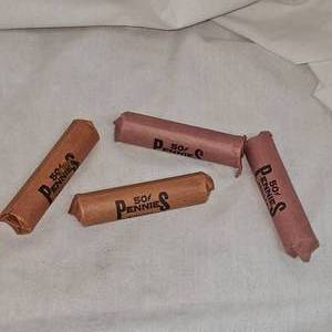 lot 24 image: (4) Wheat Back Penny Rolls, Unsearched, 1c