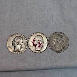 lot 28 image: Lot of 3 Washington Silver,25c