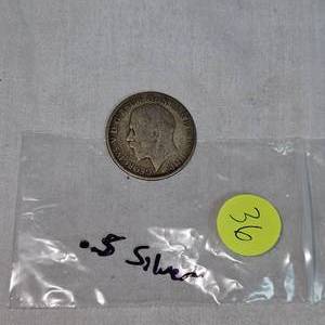 lot 36 image: 1921 Silver Florin Half, 50c