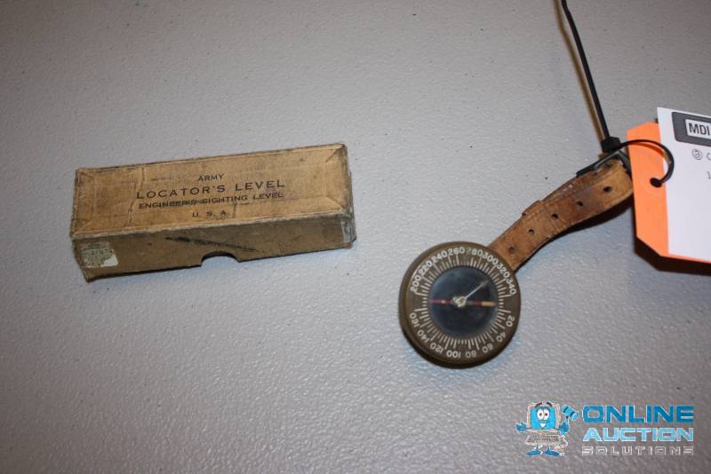 lot 159 image: Lot of (2) U.S. Army Compass Army Locators Level, Engineer Sighting Level.