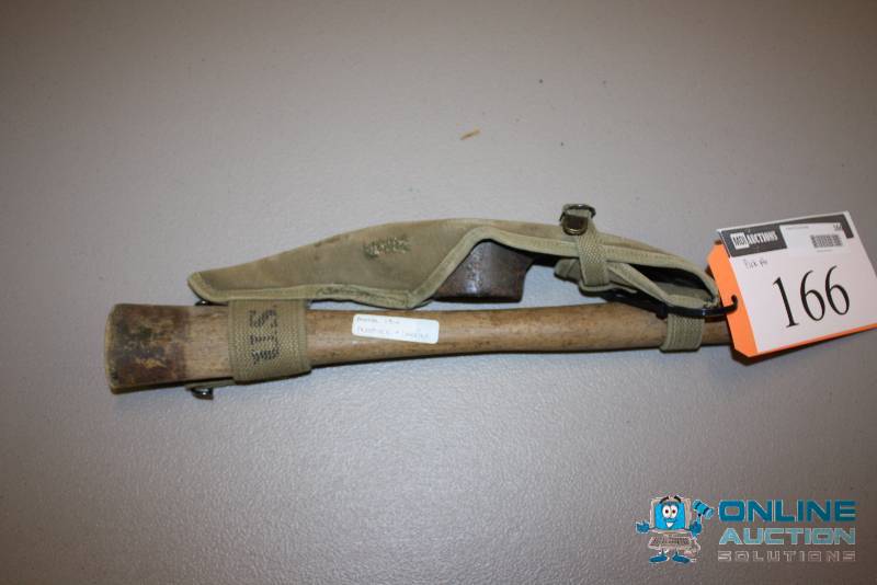 lot 166 image: U.S. Military Model 1910 Mattock & Carrier Pick-Axe.