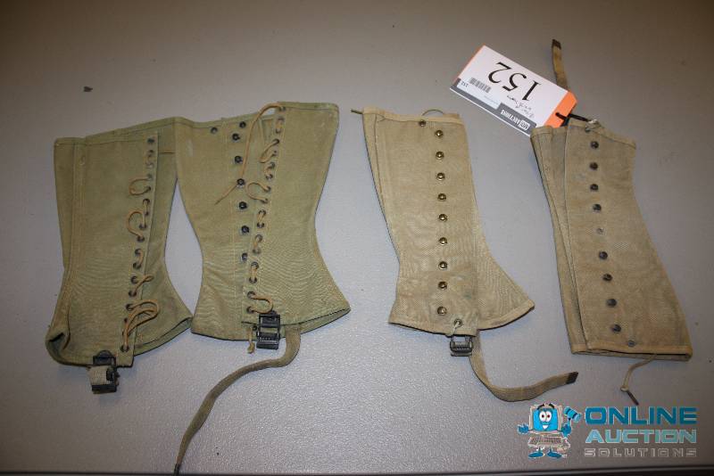 lot 152 image: Lot of (2) Pair of WWII Leggings Canvas, Dismounted, M-1938 3R U.O. Colson Co.