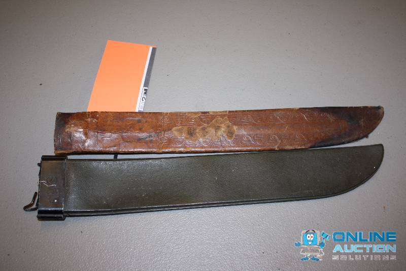 lot 87 image: Lot of (2) U.S. Military Sheaths 18 Leather & Faux-Leather.