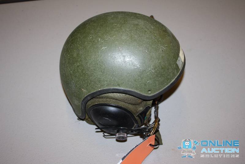 lot 130 image: Military Tank Helmet wHead Phones & Microphone.