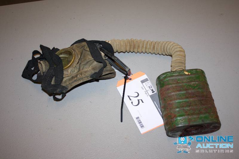 lot 25 image: WWI Gas Mask wFilter Attachment.